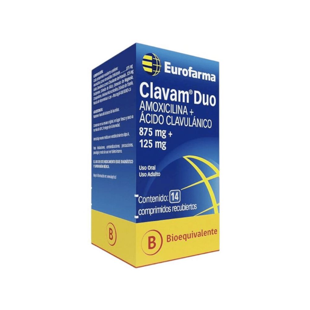 Clavam Duo 875 mg + 125 mg Comprimidos Recubiertos x 14
