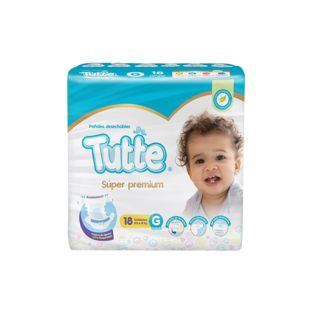 TUTTE SUPER PREMIUM PAÑAL BEBE G x 18u