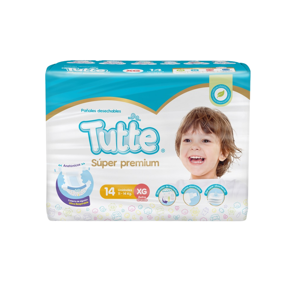 TUTTE SUPER PREMIUM PAÑAL BEBÉ XG x 14u