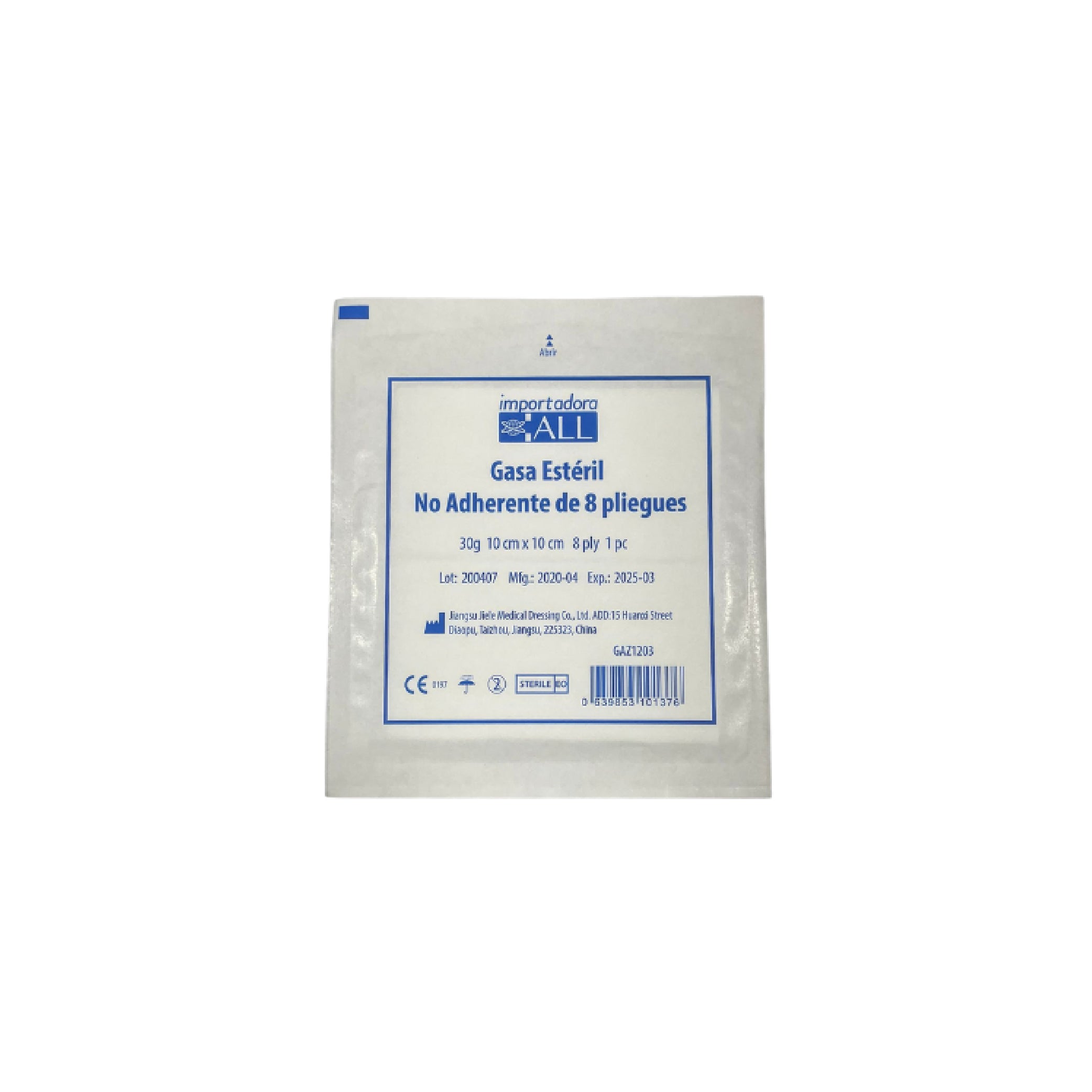 GASA ESTERIL NO ADH 10X10CM 8PLY X1UN (GAZ1203)