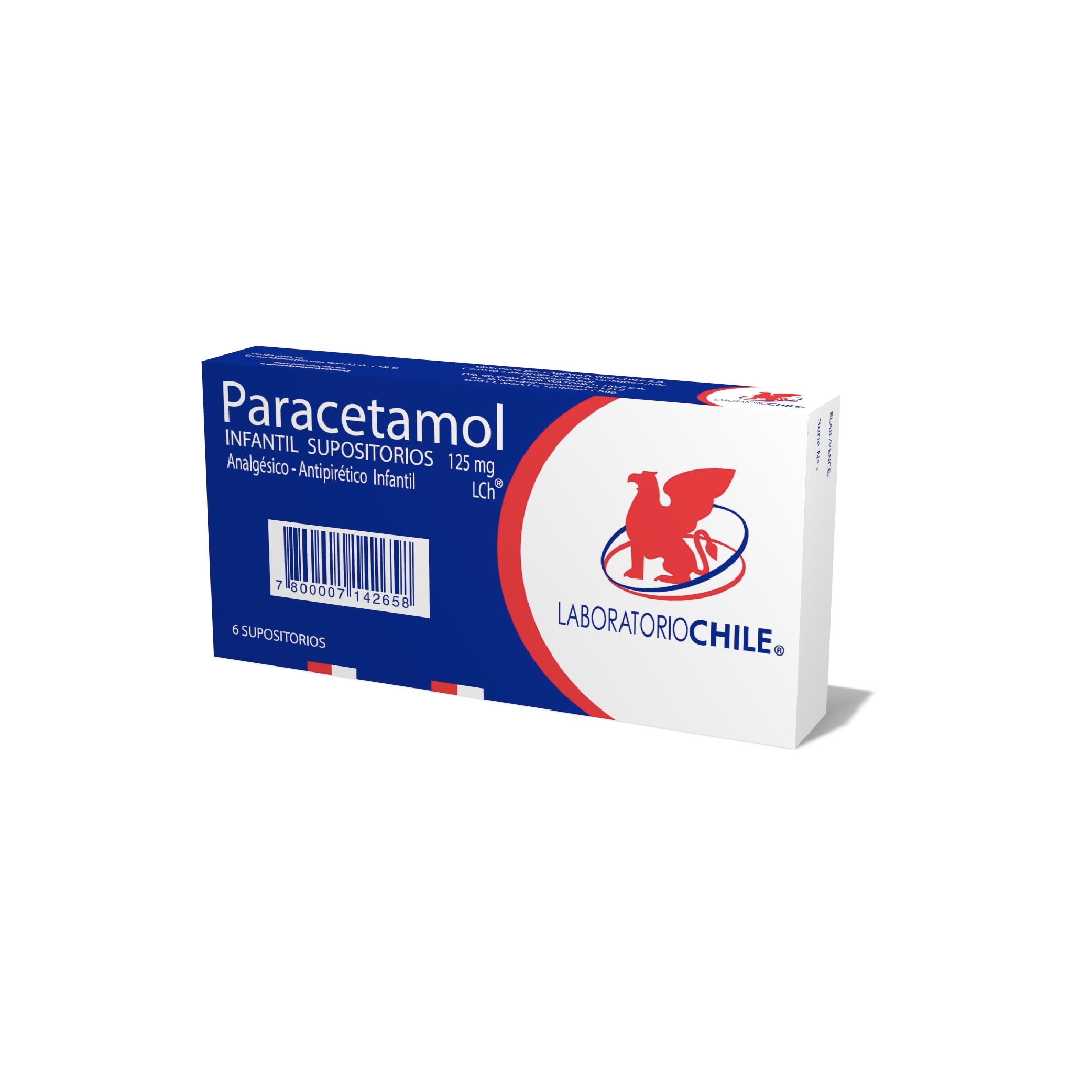 PARACETAMOL CHILE LAB. Inf. 125mg Sup. x 6