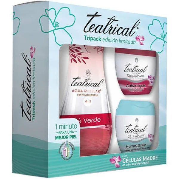 EST. TEATRICAL AGUA MICELAR + CREMA FACIAL ANTIARRUGAS + CR HUMECTANTE X 100G