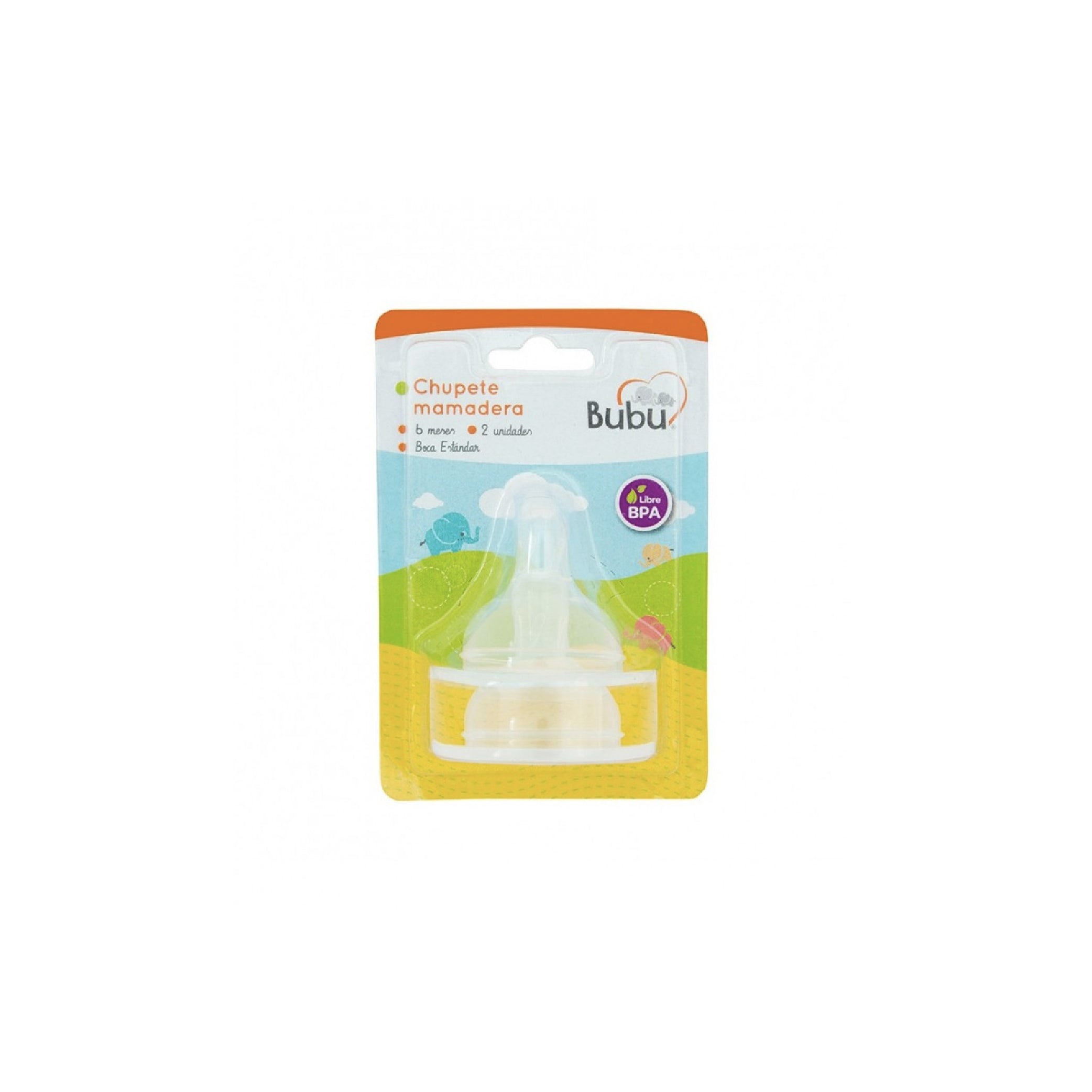 BUBU CHUPETE MAMADERA BOCA ESTANDAR 6MES X2