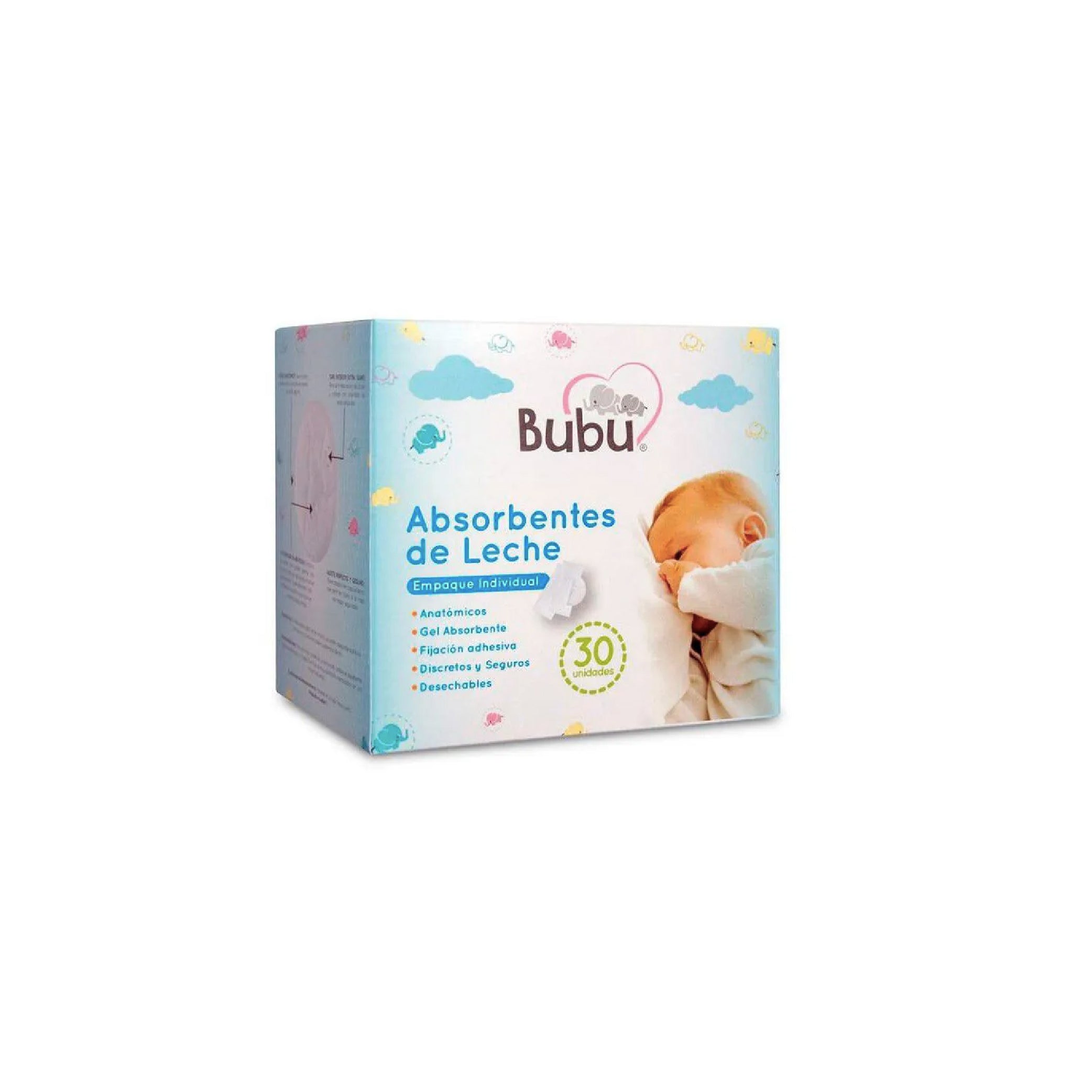 BUBU ABSORBENTE ANATÓMICO DE LECHE x 30