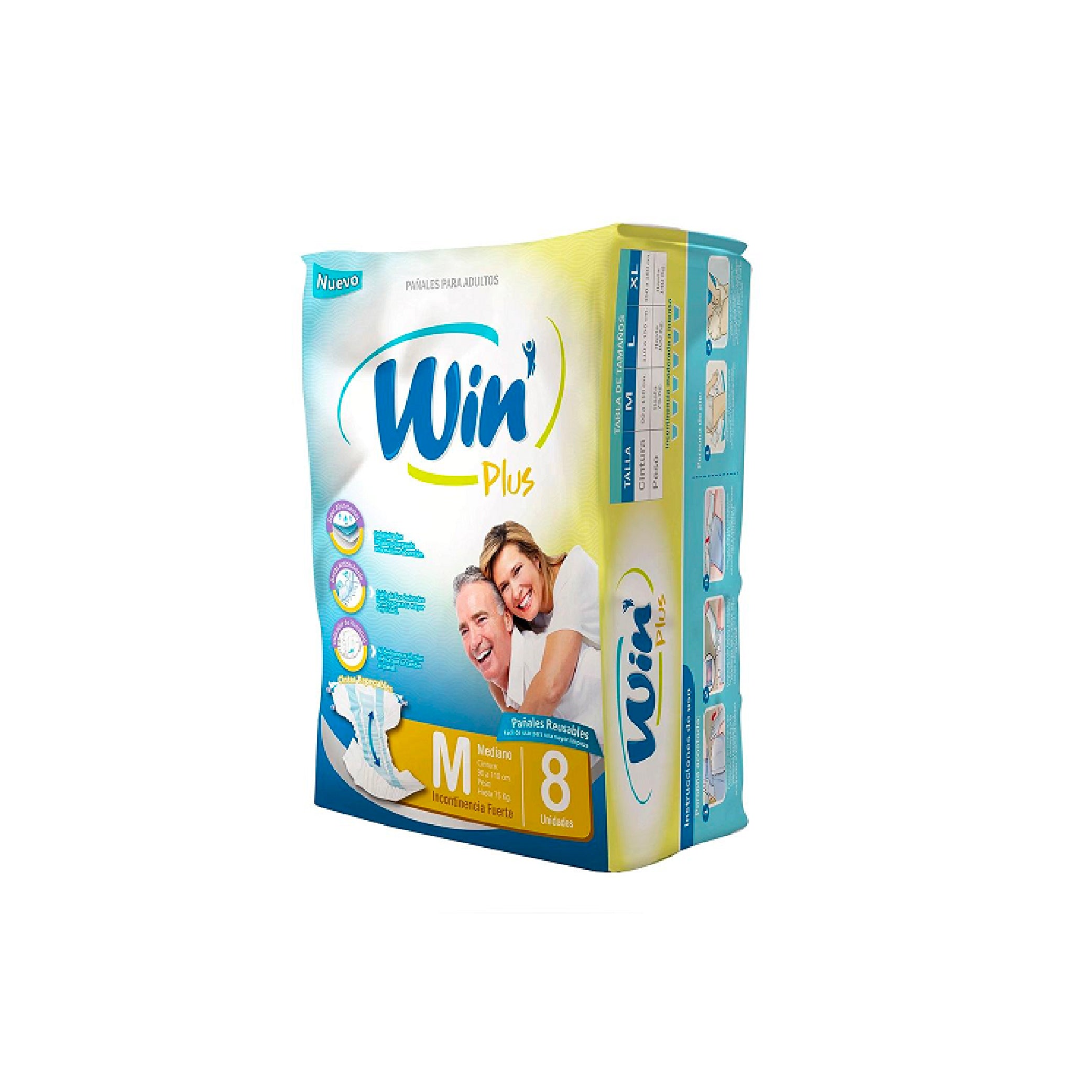 WIN PLUS PAÑALES ADULTO M X8 UNID.