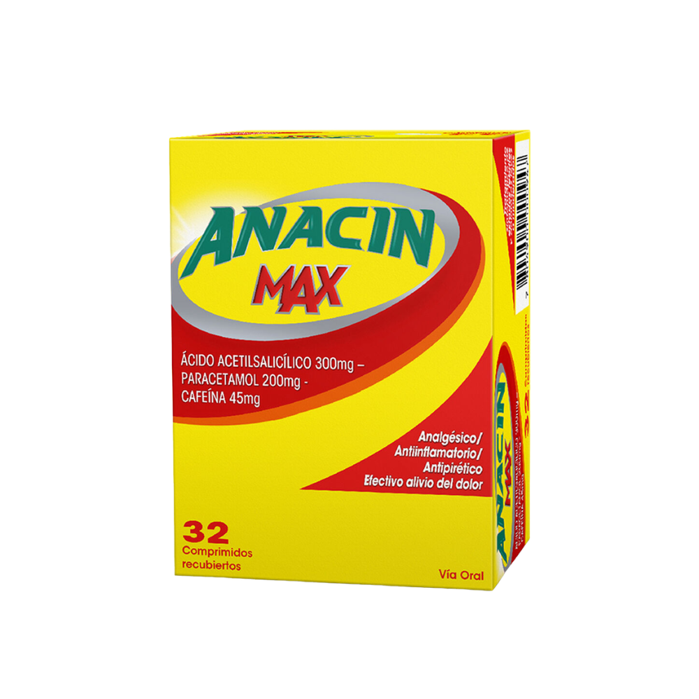 Anacin Max 300 mg + 200 mg + 45 mg Comprimidos Recubiertos x 32