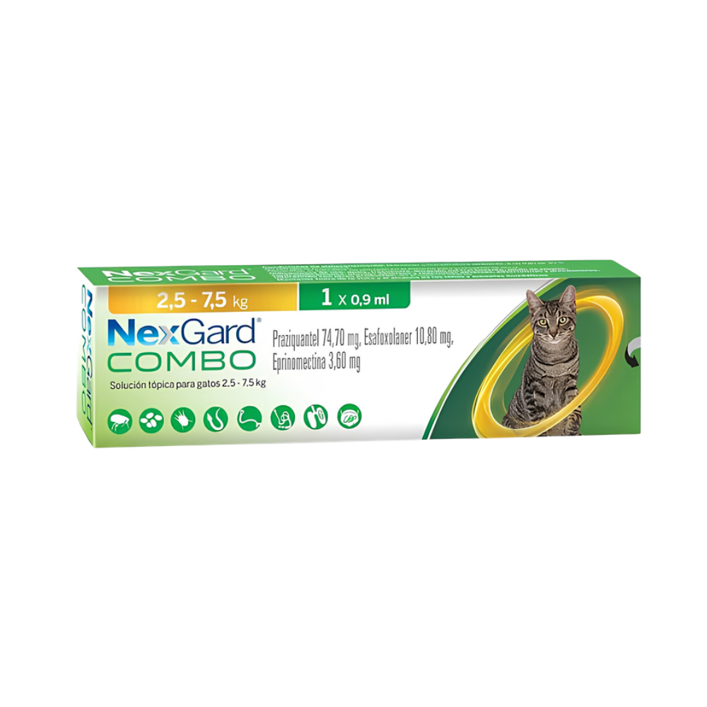 NexGard Combo Pipeta Gato 2.5-7.5 kg x 0.9 ml