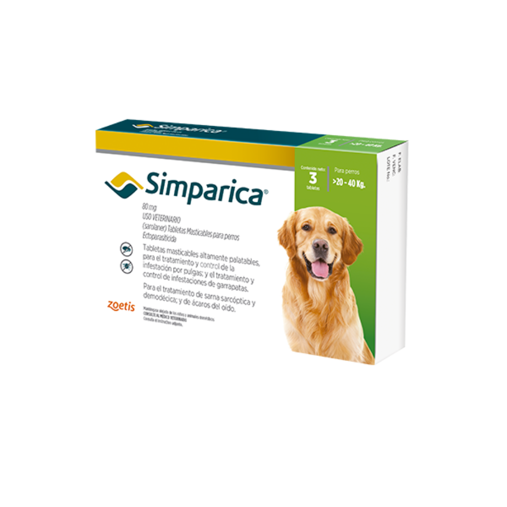 SIMPARICA 80mg 20 - 40KG Comp. x 3
