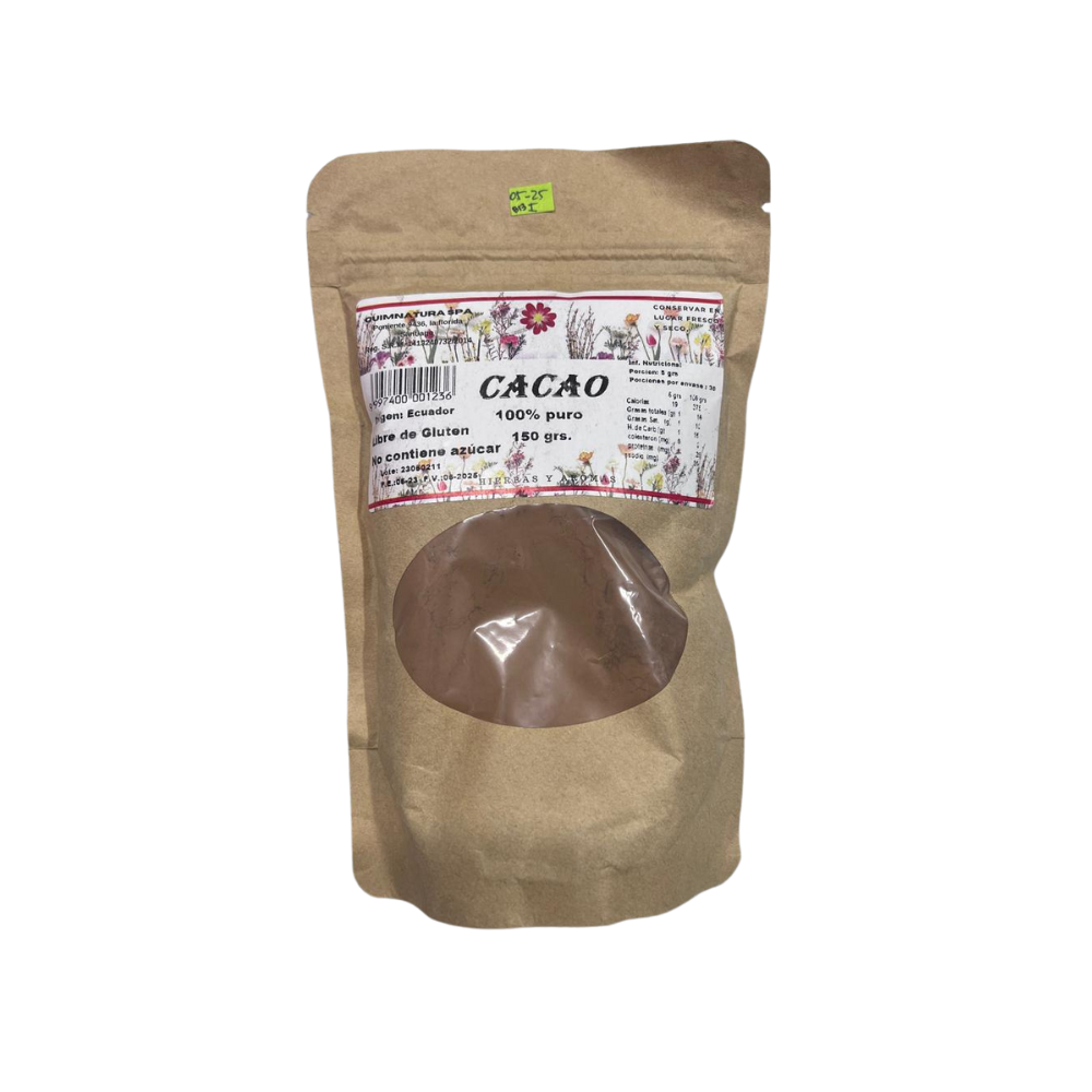 CACAO 100% PURO POLVO DOY PACK x 150 gr
