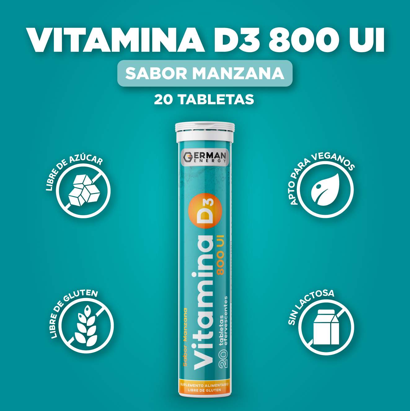 VITAMINA D3 800UI Tabletas Efervescentes x 20
