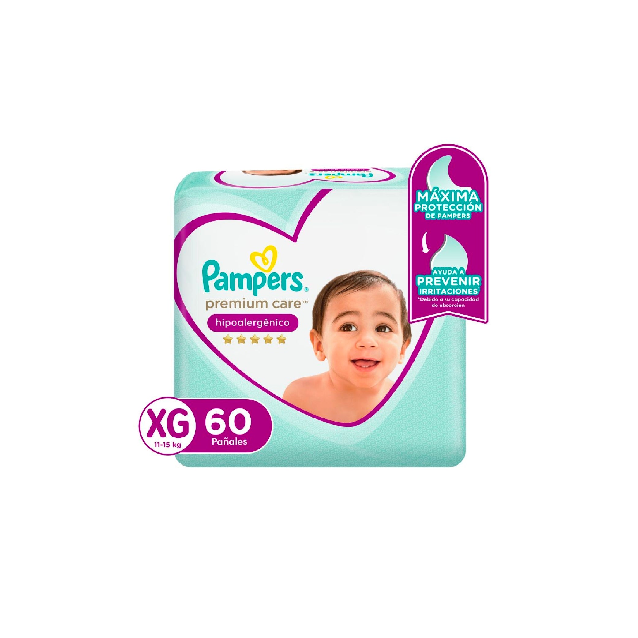 PAMPERS PAÑALES PREMIUM CARE XG X60