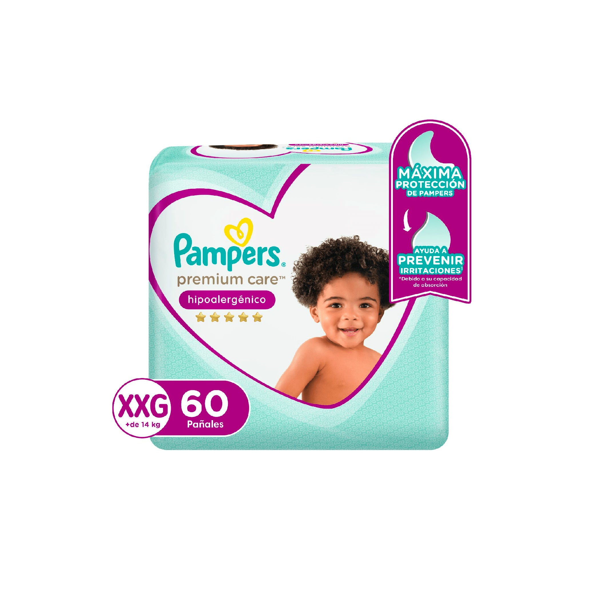 PAMPERS PAÑALES PREMIUM CARE XXG X60