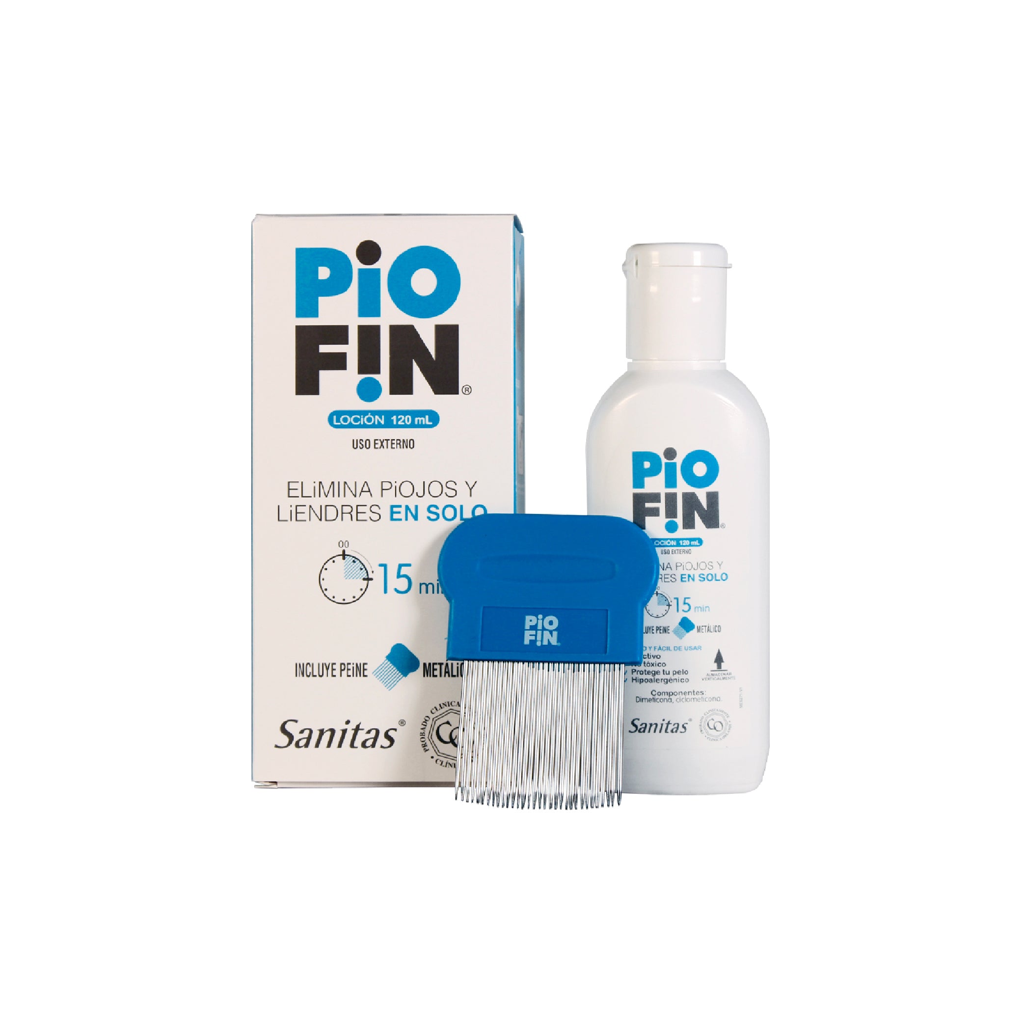 PIOFIN Loc. Env. x 120ml + Peine Met.