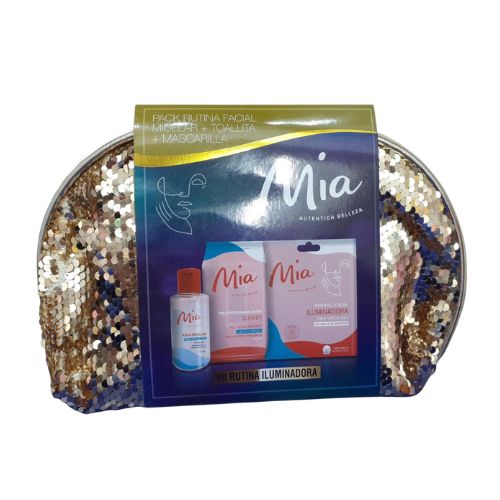 ESTUCHE MIA - PACK RUTINA FACIAL - AGUA MICELAR + TOALLITA + MASCARILLA